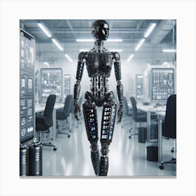 Robot Woman In Office Canvas Print