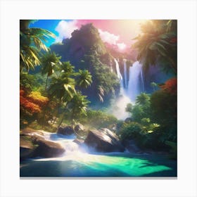 Waterfall In The Jungle 23 Canvas Print