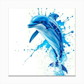 Blue Dolphin Splash Canvas Print