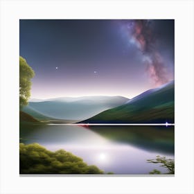 Night Sky Over Lake Canvas Print