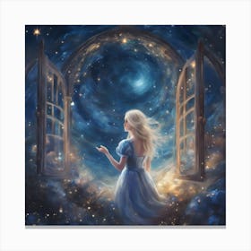 Stargazing Girl Canvas Print