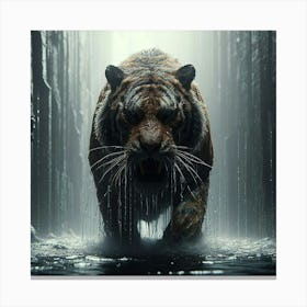 Tiger In The Rain 2 Canvas Print