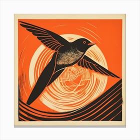 Retro Bird Lithograph Barn Swallow 1 Canvas Print