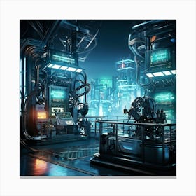 Cyber Industrial Landscape Featuring Advanced Automation Sleek Robotic Arms Performing Intricate Ta (1) Toile