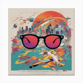 New Poster For Ray Ban Speed, In The Style Of Psychedelic Figuration, Eiko Ojala, Ian Davenport, Sci (6) 1 Canvas Print