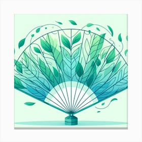 Fan of green-blue transparent leaves, Vector art 2 Canvas Print