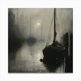 Moonlight Sailboats Canvas Print