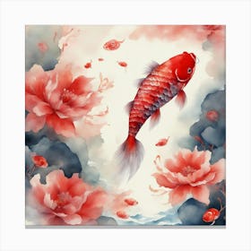 Chinese Koi Fish Painting Canvas Print