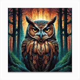 Owl In The Woods 14 Canvas Print