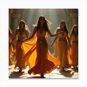 A Traditional Egyptian Dance Performed By Women In Flowing Garments And Music Canvas Print