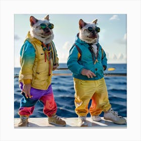 Two Cats On A Boat 1 Canvas Print