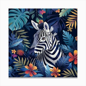 Zebra In The Jungle Canvas Print