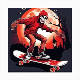 Halloween Zombi An A Skateboard Painting (22) Canvas Print