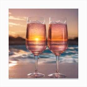 Vivid Colorful Sunset Viewed Through Beautiful Crystal Glass Champagne, Close Up, Award Winning Phot (1) Canvas Print