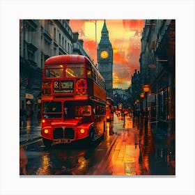 London street At Sunset, retro collage Canvas Print