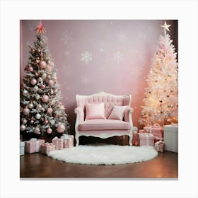 Pink Christmas Tree 7 Canvas Print