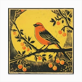 Retro Bird Lithograph American Goldfinch 3 Canvas Print