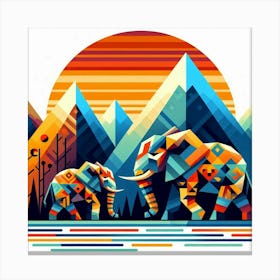 The Fire and Ice Duo Elephants Canvas Print