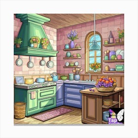 Cartoon Kitchen Canvas Print