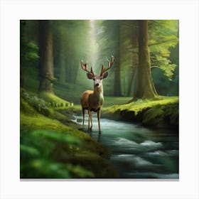 Deer In The Forest 1 Canvas Print