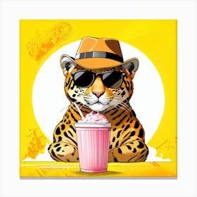 Leopard With A Drink Canvas Print