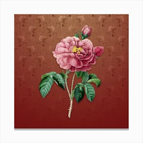 Vintage Gallic Rose Botanical on Falu Red Pattern n.1285 Canvas Print