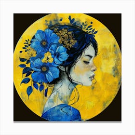 Blue Flower Girl 3 Canvas Print