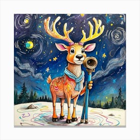 Reindeer With Telescope Canvas Print