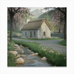 Cottage By The Stream 4 Canvas Print