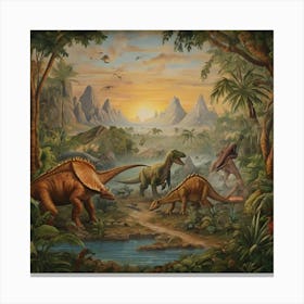 Dinosaurs In The Jungle 5 Canvas Print
