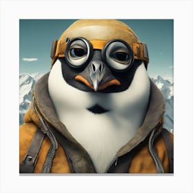 Close Up Portrait, Anthropomorphic Penguin Mountaneer Wearing An Expedition Outfit, In The Himalayas Canvas Print