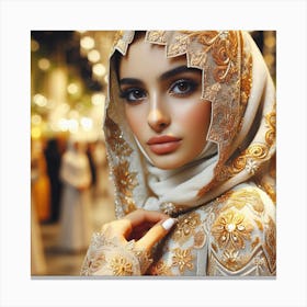 Beautiful Muslim Woman In Hijab Canvas Print