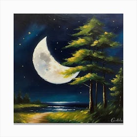 Moon And Trees Canvas Print