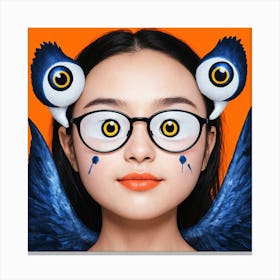 Chinese Girl With Glasses Canvas Print