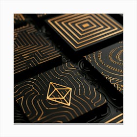 Black And Gold Geometric Pattern Canvas Print