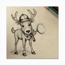 Deer With Magnifying Glass 5 Canvas Print