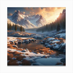 Winter Landscape Painting Canvas Print