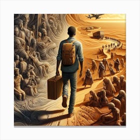 Man Walking Through The Desert Canvas Print