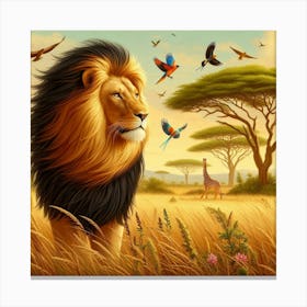 Lion In The Savannah 38 Canvas Print