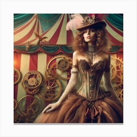 Steampunk Woman In A Corset Canvas Print