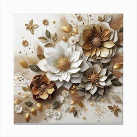 Flowers in gold 3 Canvas Print