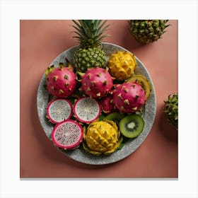 Dragon Fruit On A Plate Canvas Print