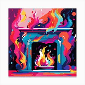 Fire In The Fireplace 2 Canvas Print