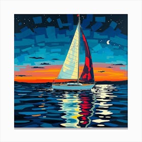 Sailboat At Sunset 7 Toile