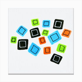 Multicolor Squares Scattered Canvas Print