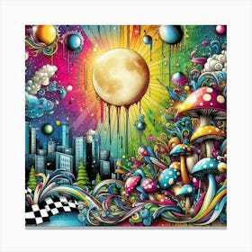 Psychedelic City 16 Canvas Print
