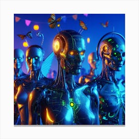 Robots And Butterflies 1 Canvas Print