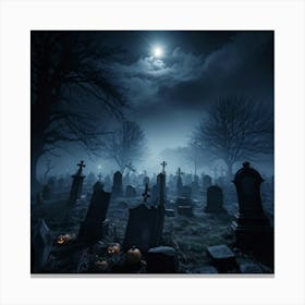 Graveyard At Night 14 Canvas Print