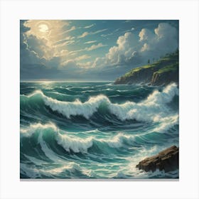 Illustrative Albedo Restless Sea Art 1 Canvas Print