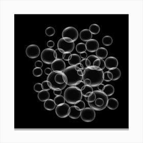 Bubbles On Black Background Canvas Print